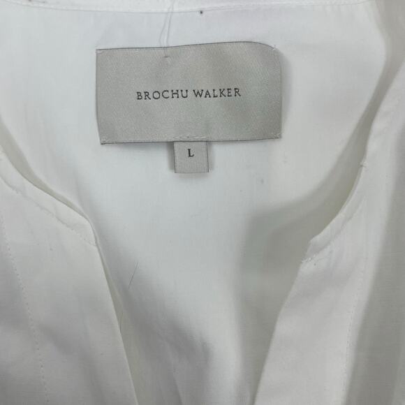 Brochu Walker The Aurora Ruffle Midi Dress Pockets Cotton White Size L - Picture 12 of 12